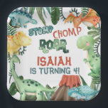 Partij als Dinosaur Birthday Party Papieren Bordje<br><div class="desc">Stomp,  Chomp,  Roar Party als een dinosaurus. Dinosaur Birthday Party Bord</div>
