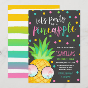 Partij als een anananasdaguitnodiging kaart