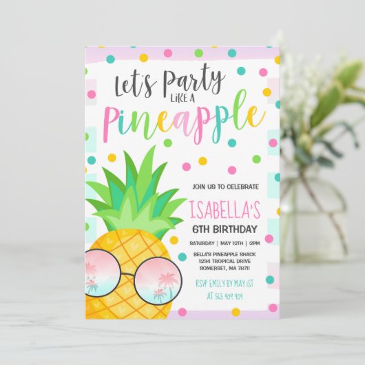 Partij als een anananasdaguitnodiging kaart (Staand voorkant)