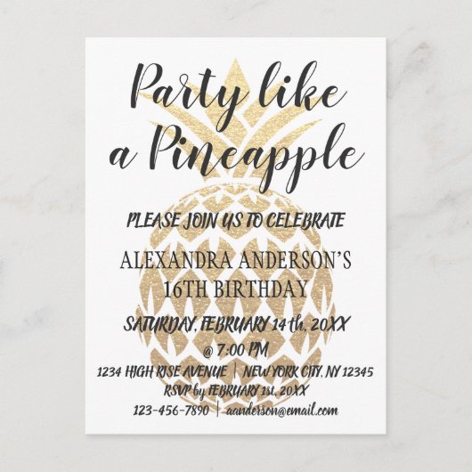 Partij als een anananasdaguitnodiging uitnodiging briefkaart (Voorkant)