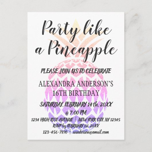 Partij als een anananasdaguitnodiging uitnodiging briefkaart (Voorkant)