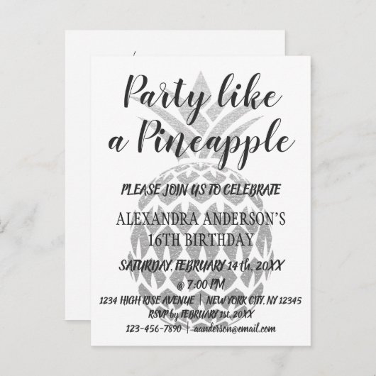 Partij als een anananasdaguitnodiging uitnodiging briefkaart (Voorkant / Achterkant)