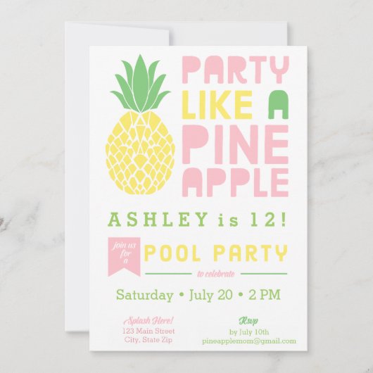 Partij als een ananasappeluitnodiging kaart (Voorkant)