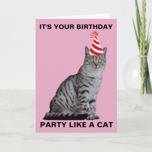 PARTIJ ALS EEN CAT BIRTHDAY-KAART KAART (Voorkant)