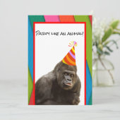 Partij als een dierlijk gorilla met Pet sterdag Kaart (Staand voorkant)
