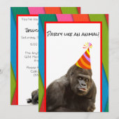 Partij als een dierlijk gorilla met Pet sterdag Kaart (Voorkant / Achterkant)