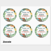 Partij als een Dinosaur Birthday Dank u Ronde Sticker (Vel)