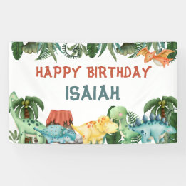 Partij als een Dinosaur Birthday - Gepersonaliseer Spandoek