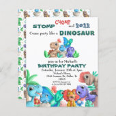 Partij als een Dinosaur Birthday Waterverf Baby (Voorkant / Achterkant)