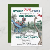 Partij als een Dinosaur Birthday Waterverf nodigt  (Voorkant / Achterkant)