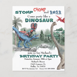 Partij als een Dinosaur Birthday Waterverf nodigt