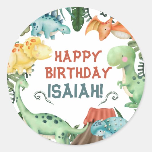 Partij als een Dinosaur Happy Birthday - Gepersona Ronde Sticker (Voorkant)