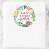 Partij als een Dinosaur Happy Birthday - Gepersona Ronde Sticker (Tas)