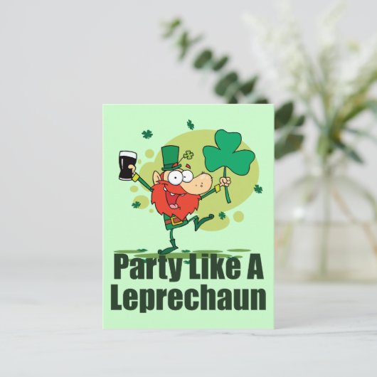 Partij als een Leprechaun Briefkaart (Staand voorkant)