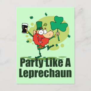 Partij als een Leprechaun Briefkaart
