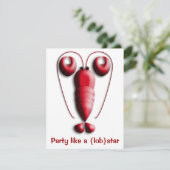 Partij als een Lobstar Rood met hartspatten Kaart (Staand voorkant)