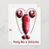 Partij als een Lobstar Rood met hartspatten Kaart (Voorkant / Achterkant)