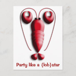 Partij als een Lobstar Rood met hartspatten Kaart