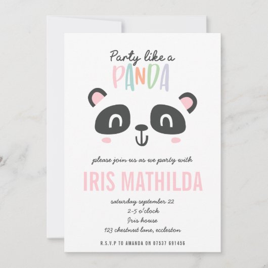 Partij als een panda felkleurige verjaardag (Voorkant)