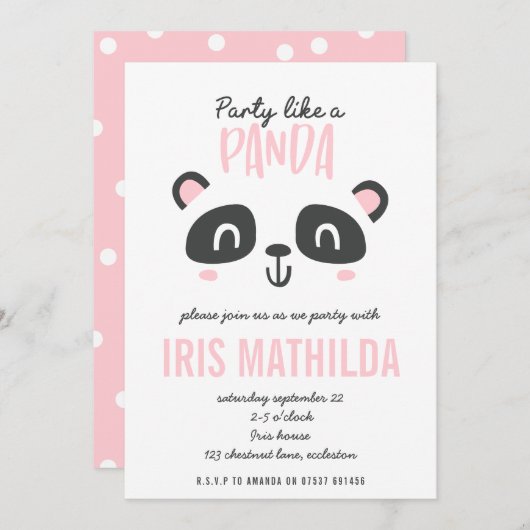 Partij als een panda felkleurige verjaardag (Voorkant / Achterkant)