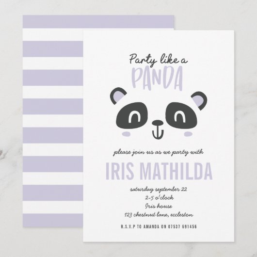 Partij als een panda felkleurige verjaardag (Voorkant / Achterkant)