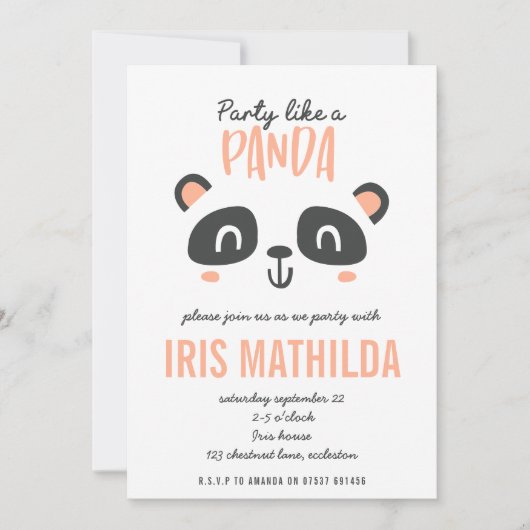 Partij als een panda felkleurige verjaardag (Voorkant)