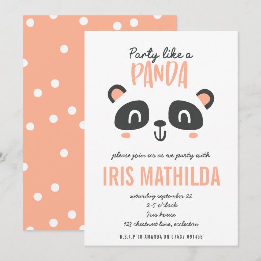 Partij als een panda felkleurige verjaardag (Voorkant / Achterkant)