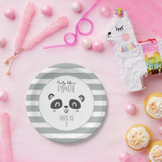 Partij als een panda felkleurige verjaardag papieren bordje (Feest)