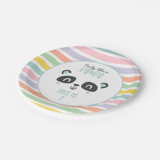 Partij als een panda felkleurige verjaardag papieren bordje (Gekanteld)