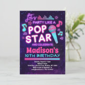 Partij als een Pop-sterrenmuziekuitnodiging Kaart (Staand voorkant)