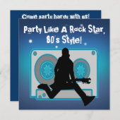 Partij als een Rock Star 80's party-uitnodigingen Kaart (Voorkant / Achterkant)