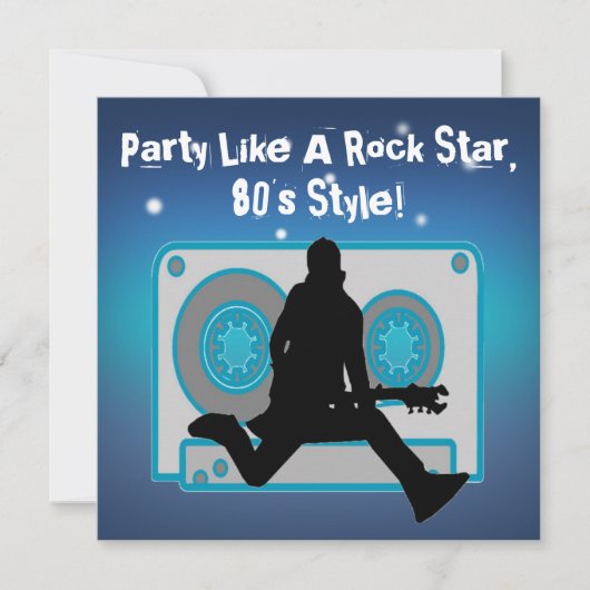 Partij als een Rock Star 80's party-uitnodigingen Kaart (Voorkant)