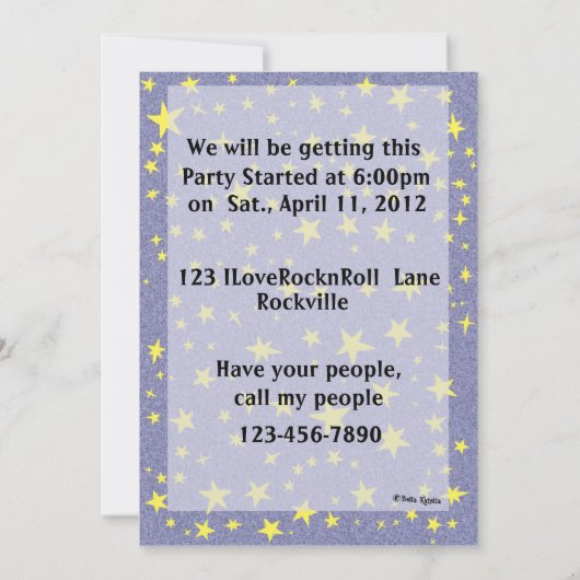 Partij als een Rock Star. Kaart (Achterkant)