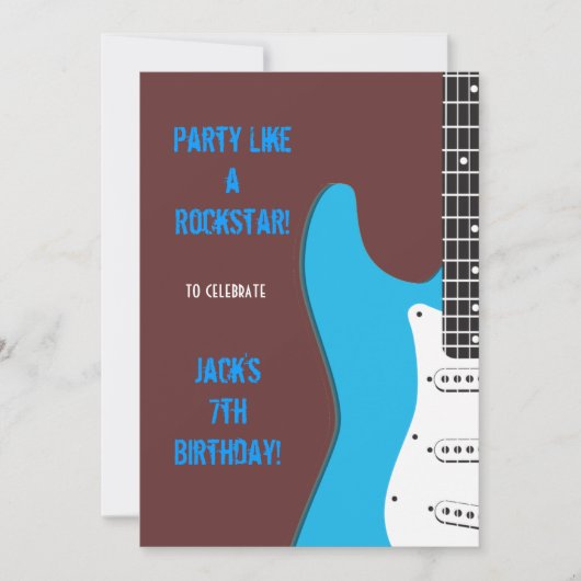 Partij als een Rockstar blauw Kaart (Voorkant)