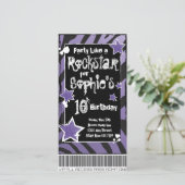 Partij als een Rockstar-Paarse uitnodiging Sjabloo (Staand voorkant)