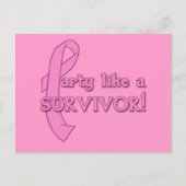 Partij als een Survivor met roze lint Uitnodiging Briefkaart (Voorkant)
