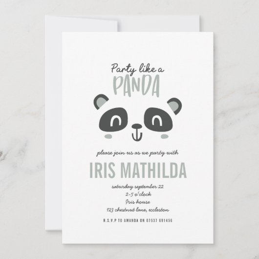 Partij als panda zwart + witte monochrome verjaard (Voorkant)