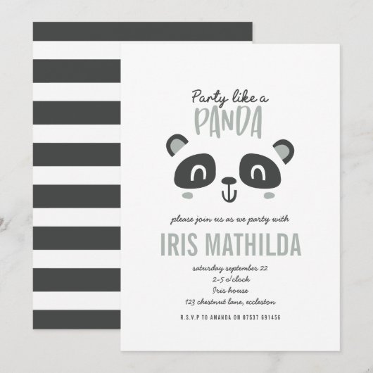 Partij als panda zwart + witte monochrome verjaard (Voorkant / Achterkant)