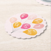 Partij ballonnen Roze Geel Kind Fijne verjaardag Kartonnen Onderzetters (Gekanteld)