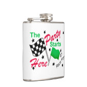 Partij begint hier Race Name Personalized Beverage Heupfles (Rechts)