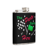 Partij begint hier Race Name Personalized Beverage Heupfles (Rechts)