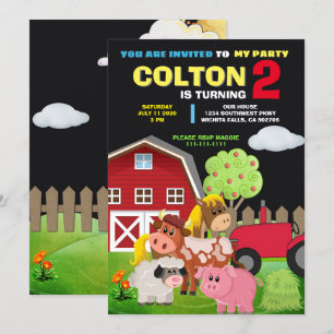 PARTIJ BIJ DE BIRTHDAY-INVITATIE VAN HET BOERDERIJ KAART