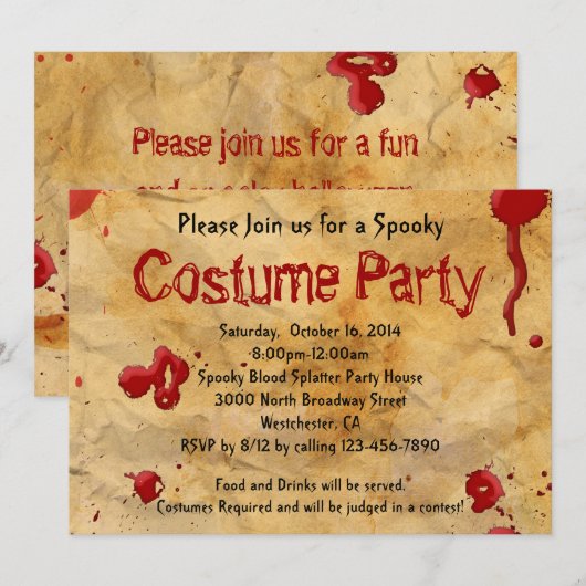  partij bij de bloedkostuums kaart (Voorkant / Achterkant)