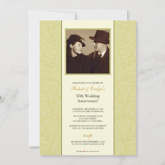  partij bij de Jubileum Invite (champagne) Kaart (Achterkant)