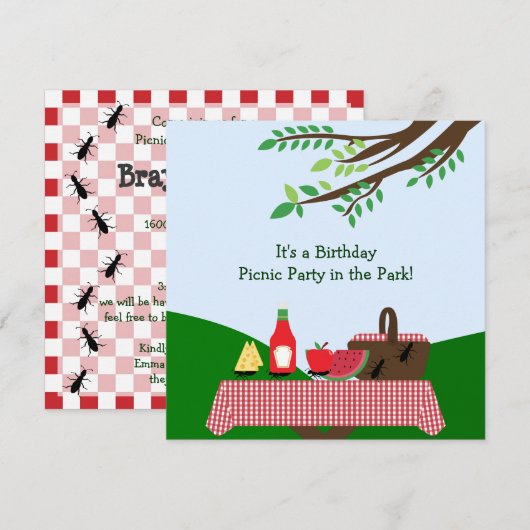 Partij bij de picknick : Uitnodiging (Voorkant / Achterkant)