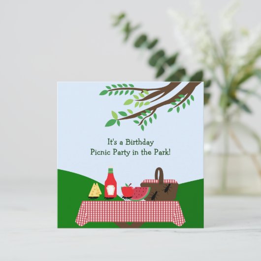 Partij bij de picknick : Uitnodiging (Staand voorkant)
