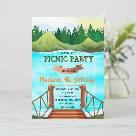 Partij bij de themauitnodiging voor het verjaardag kaart (Staand voorkant)