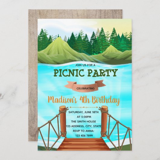 Partij bij de themauitnodiging voor het verjaardag kaart (Voorkant / Achterkant)