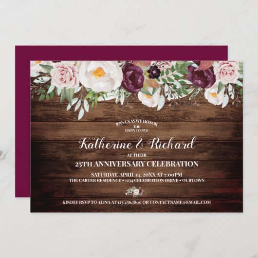 Partij bij het Jubileum voor Floral Wedding Kaart (Voorkant / Achterkant)