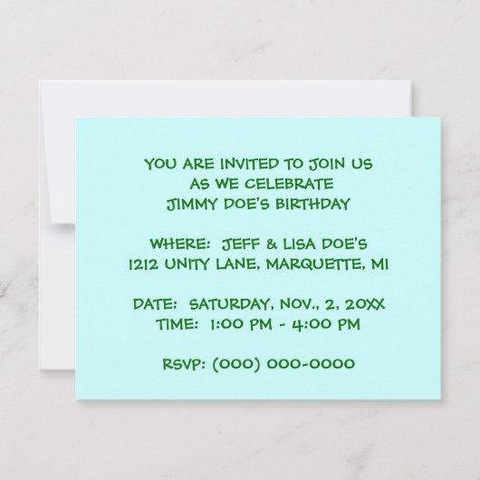 PARTIJ BIJ MIJN PAD LILY-PAD LEAPING FROGS INVITAT KAART (Achterkant)